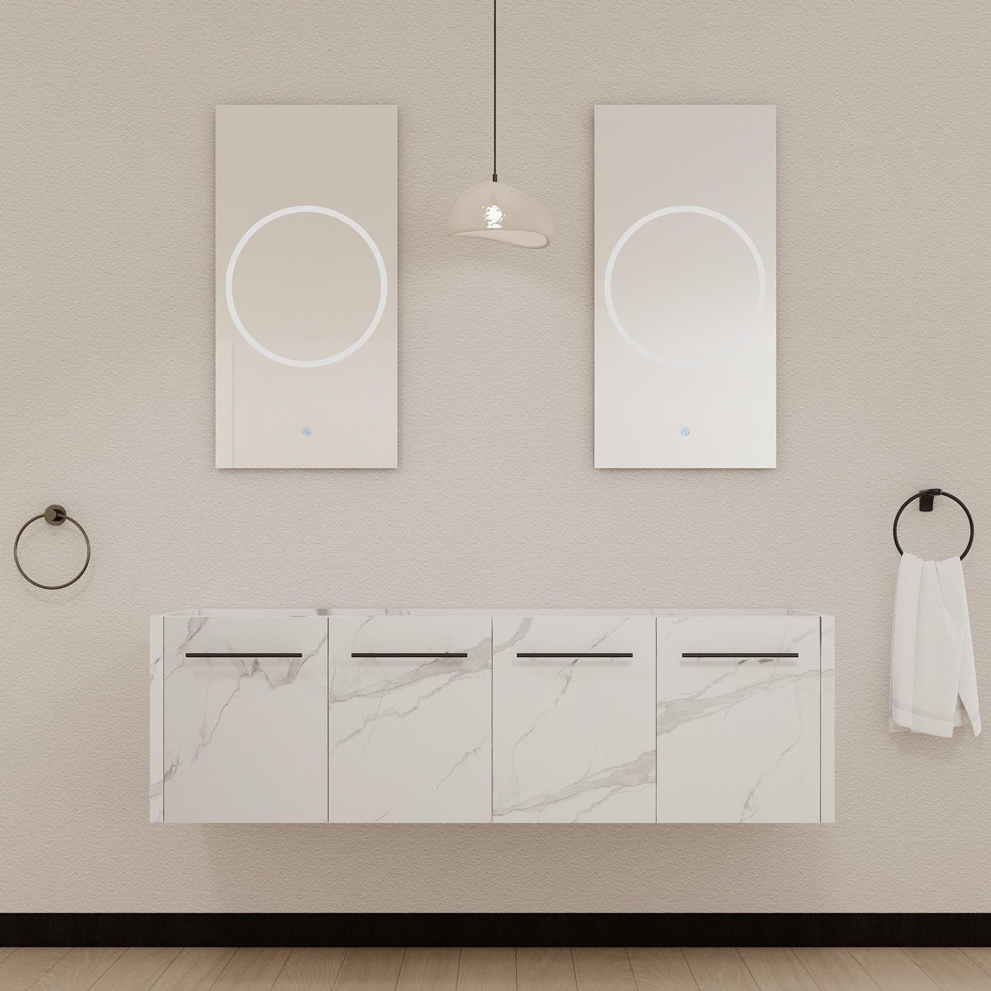 LOVMOR 60 Inch Wallmounted Bathroom Vanity Cabinet Body No Top Sink