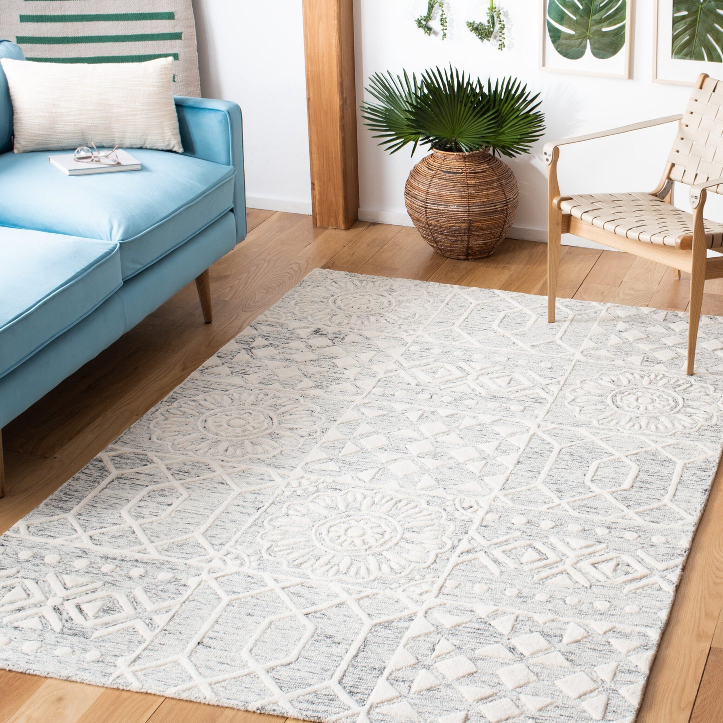Safavieh Metro 855 Silver/Ivory Contemporary 5ft x 8ft Medium Rectangle Rug