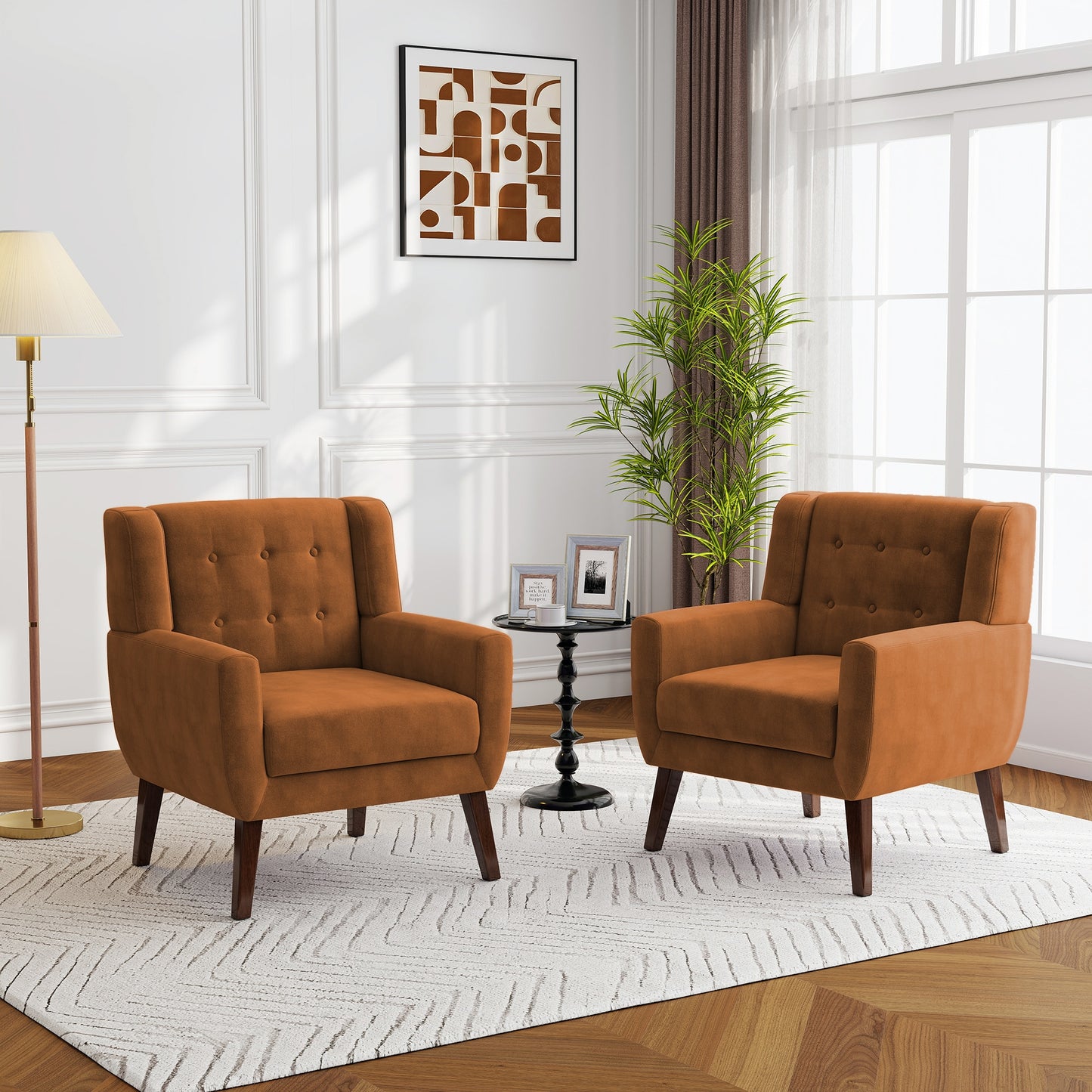 Dreamsidea Upholstered Accent Chair with Tufted Back Velvet Fabric