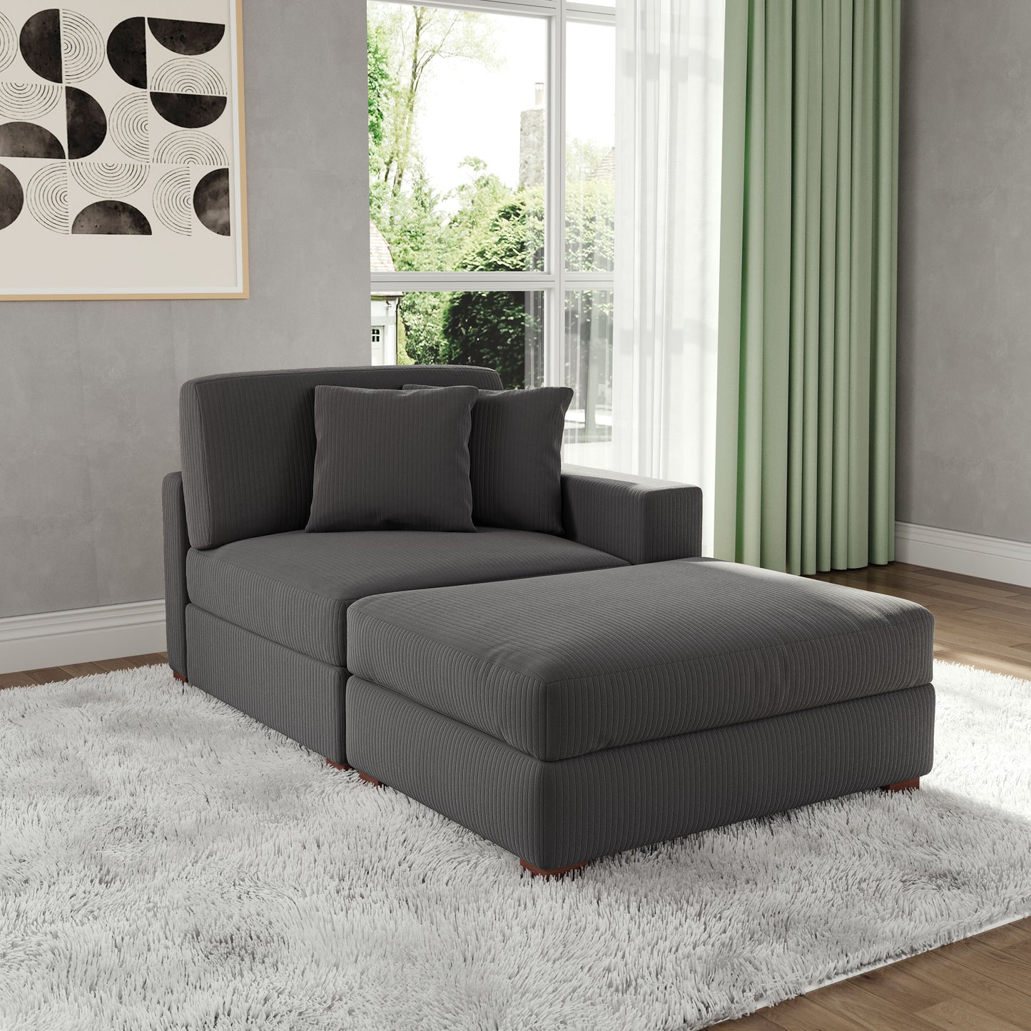 Dreamsidea Straight Sofa Corduroy for Living Room Modern Style