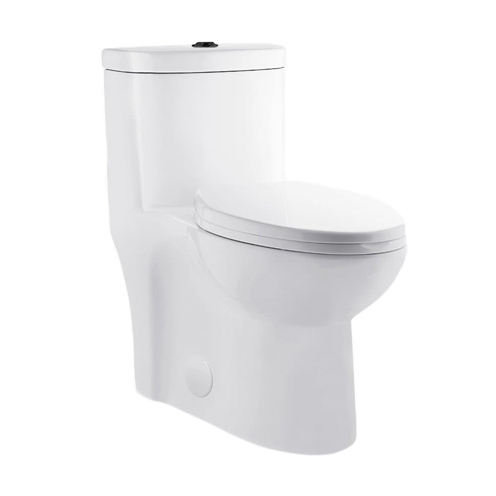 Swiss Madison Sublime One Piece Elongated Toilet Dual Flush Black Hardware 11 16 gpf