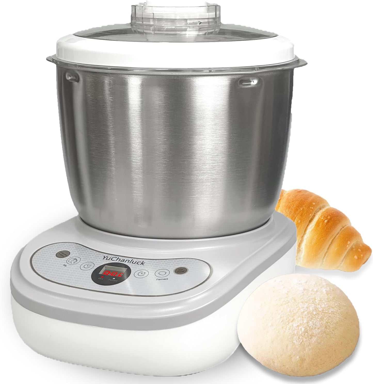 Dough Mixer 7L Large Capacity Electric Dough Maker with Ferment Function for Baking Bread Dough&Pizza Dough - Dough whisk 304 Stainless Steel Blender Add water\/seasoning with Top Small Window