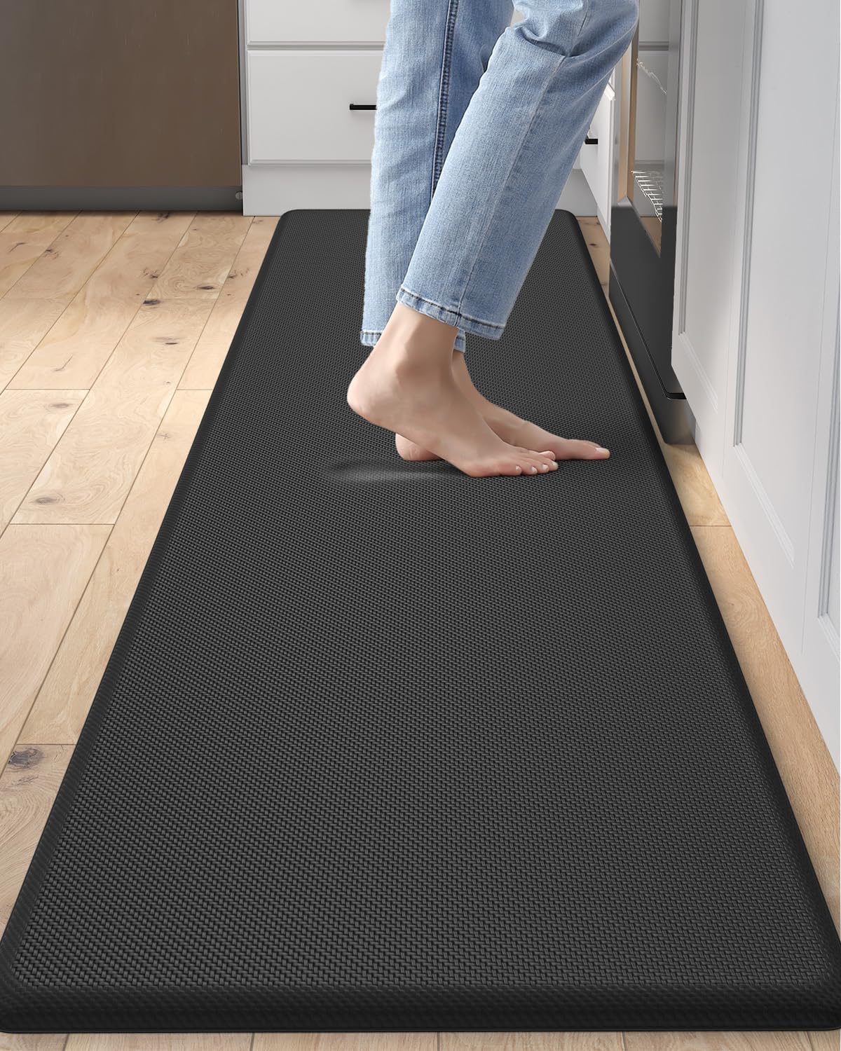 DEXI Kitchen Mat Cushioned Anti Fatigue, Non Slip Waterproof Comfort Standing Floor Rug for Kitchen, Office, Sink, Laundry, 70x20, Black