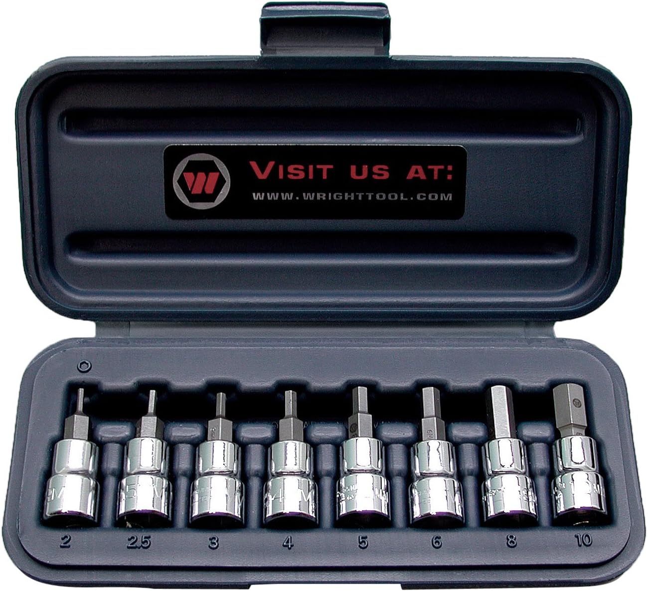 Wright Tool 353 3/8" Drive, Hex Metric Socket Set with Bit 2mm - 10mm (8-Piece)