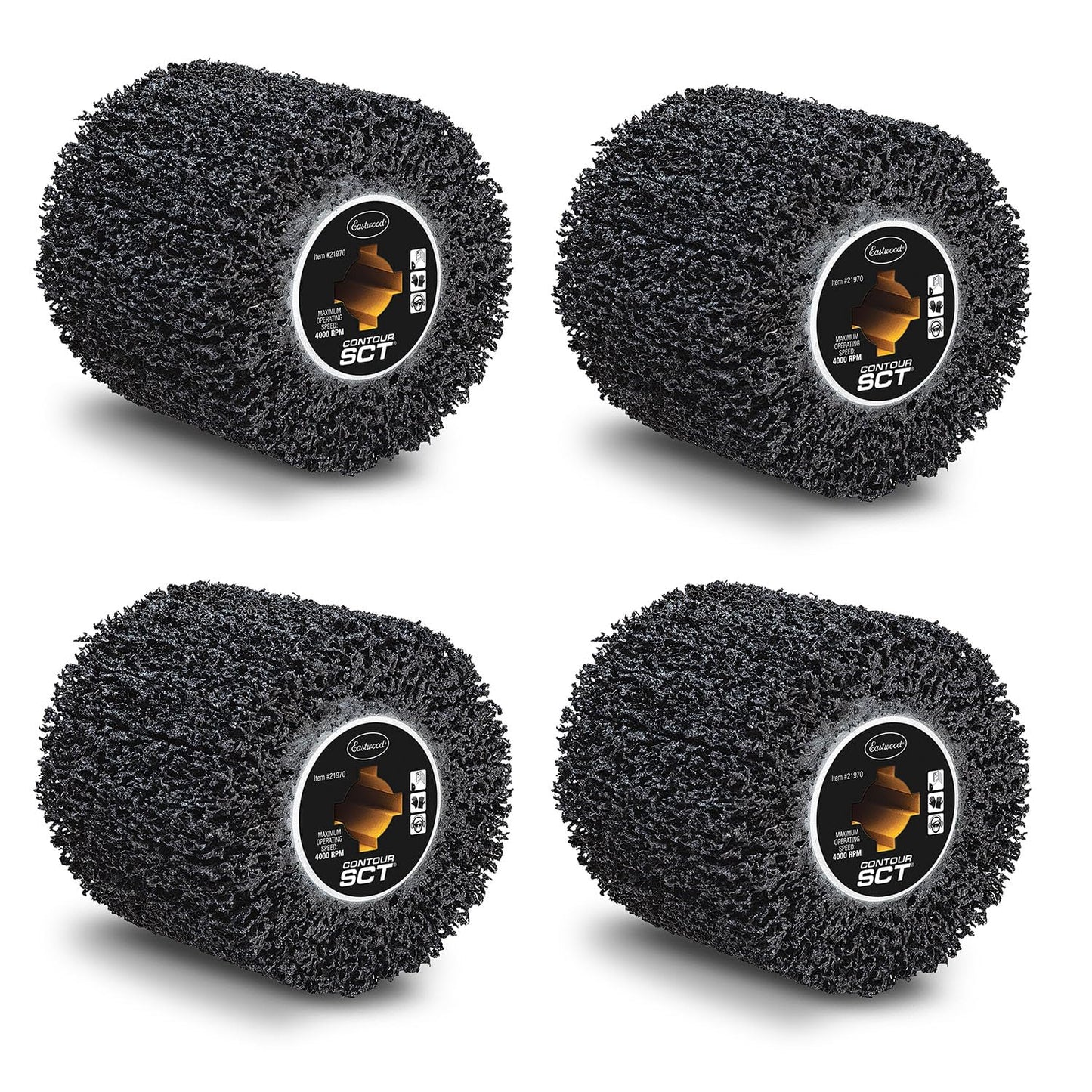 Eastwood Contour SCT 40 Grit Abrasive Drum Paint Stripper | Surface Conditioning Tool 4.5" Drum | Heavy Duty Rust Remover Abrasive Wire Wheel Polisher | Paint Removal Wire Brush Buffing Wheel | 4-Pack
