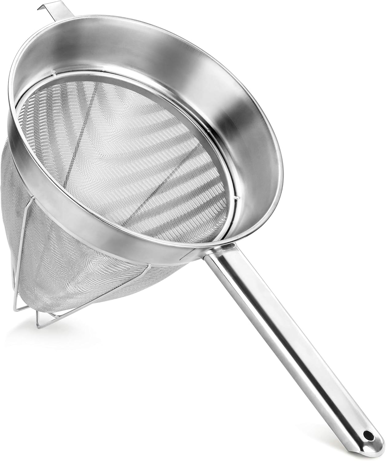 New Star Foodservice 38057 Stainless Steel Reinforced Bouillon Strainer, 10-Inch