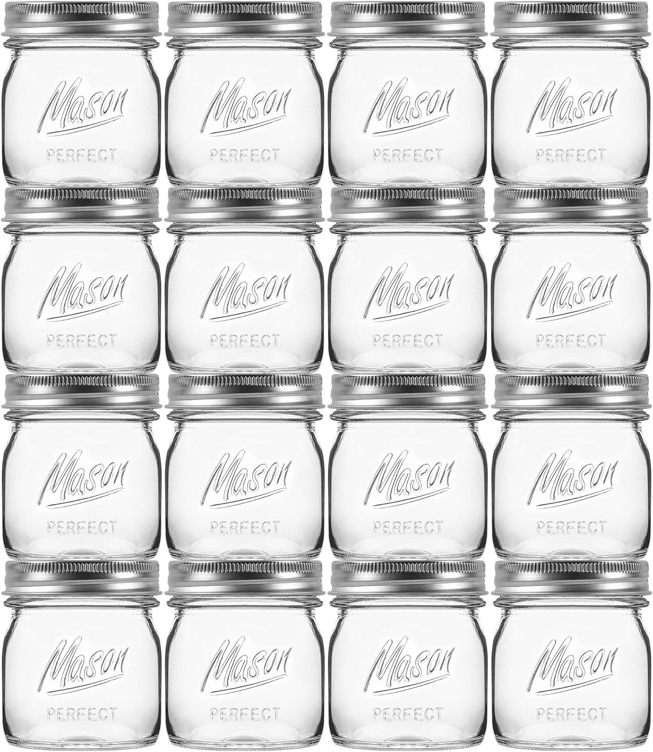 Esrentle 16 Pack 8 oz Mason Jars with Regular Airtight Lids - Glass Canning Jars 8 oz, Mini Mason Jars for Jam, Jelly, Honey, Overnight Oats, Party Favors, Shower Favor, Separable Lids