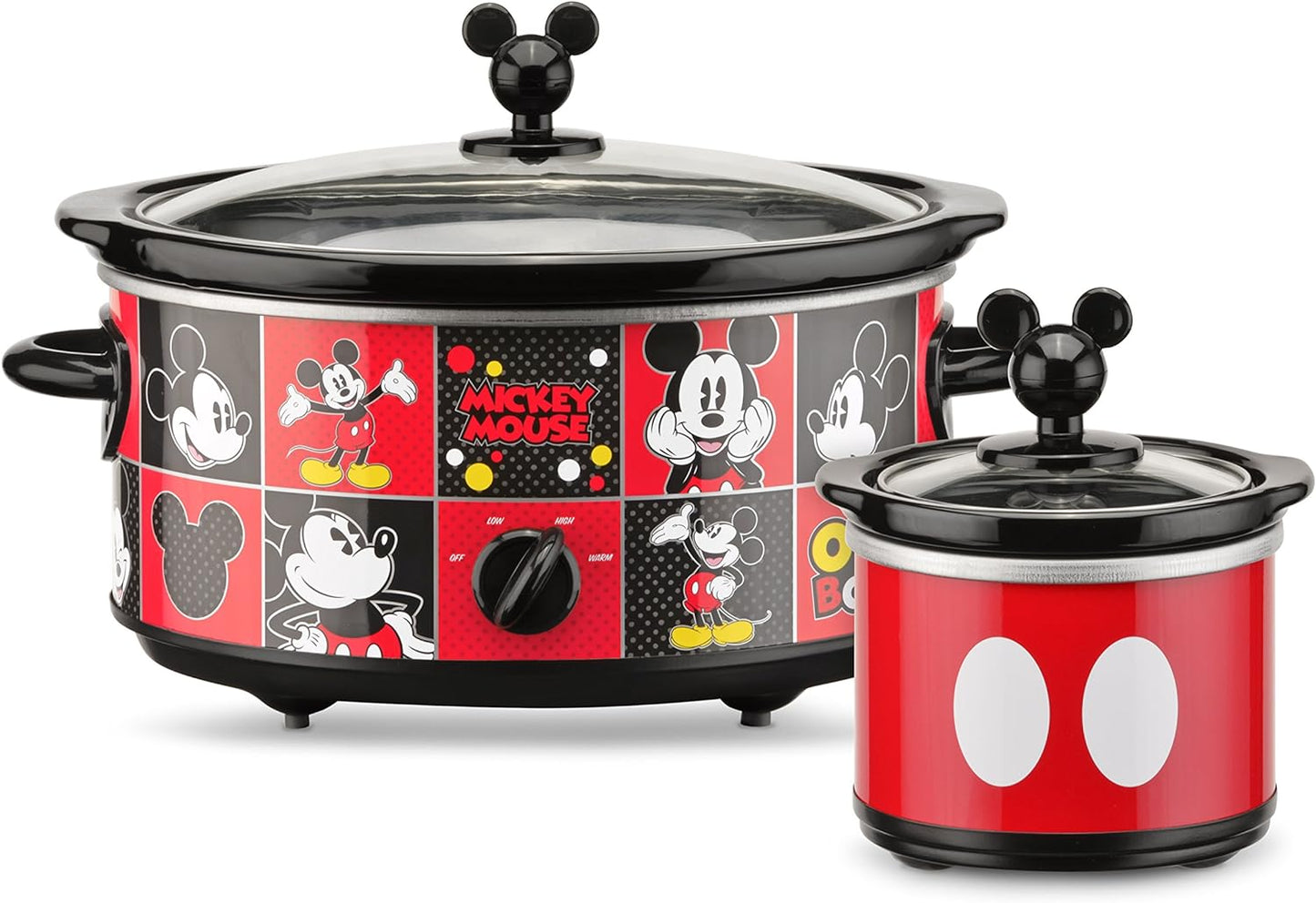 Disney DCM-502 Mickey Mouse Oval Slow Cooker with 20-Ounce Dipper, 5-Quart, Red\/Black