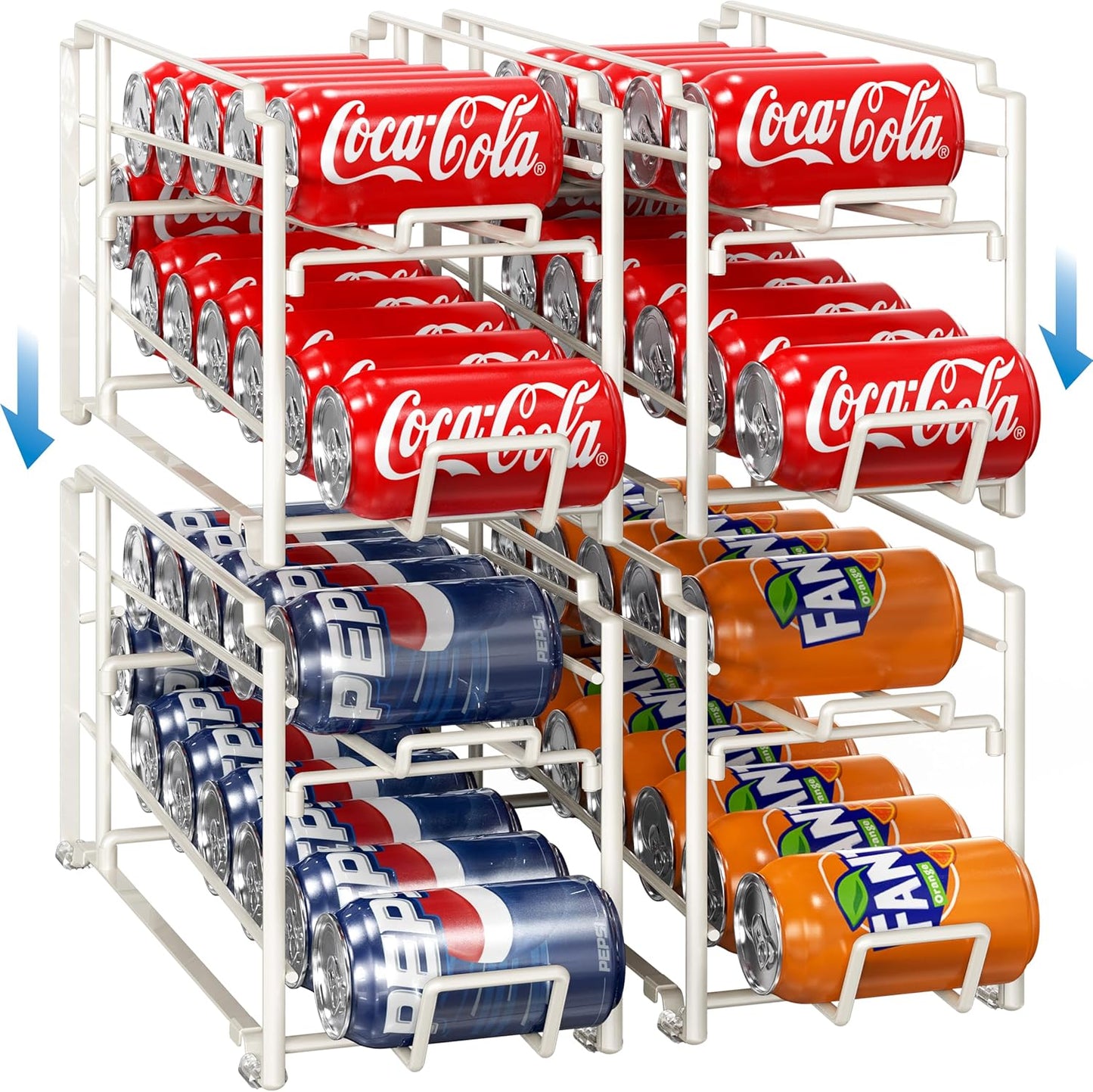Simple Houseware Soda Can Organizer Stackable Rack Dispenser for Pantry\/Refrigerator, 4 Pack, White