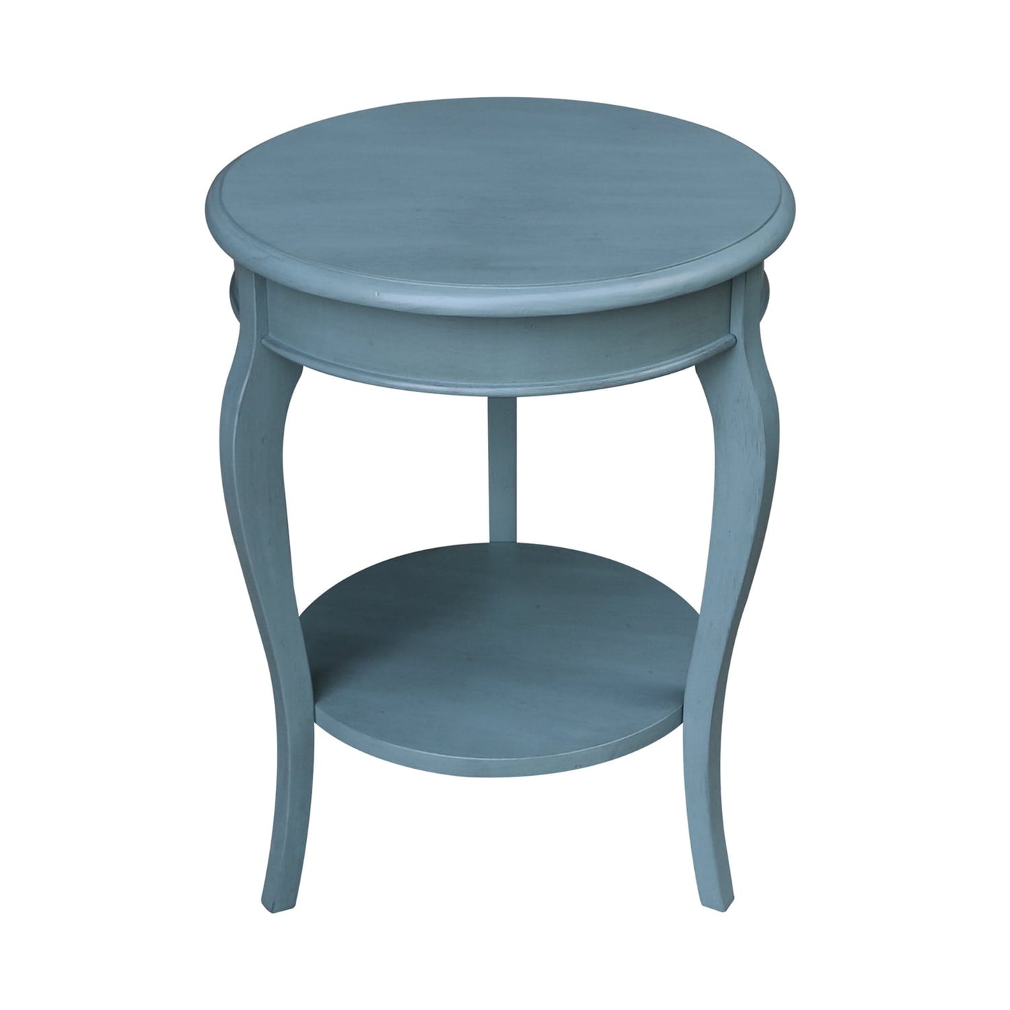 International Concepts Cambria Solid Wood Round End Table in Ocean Blue