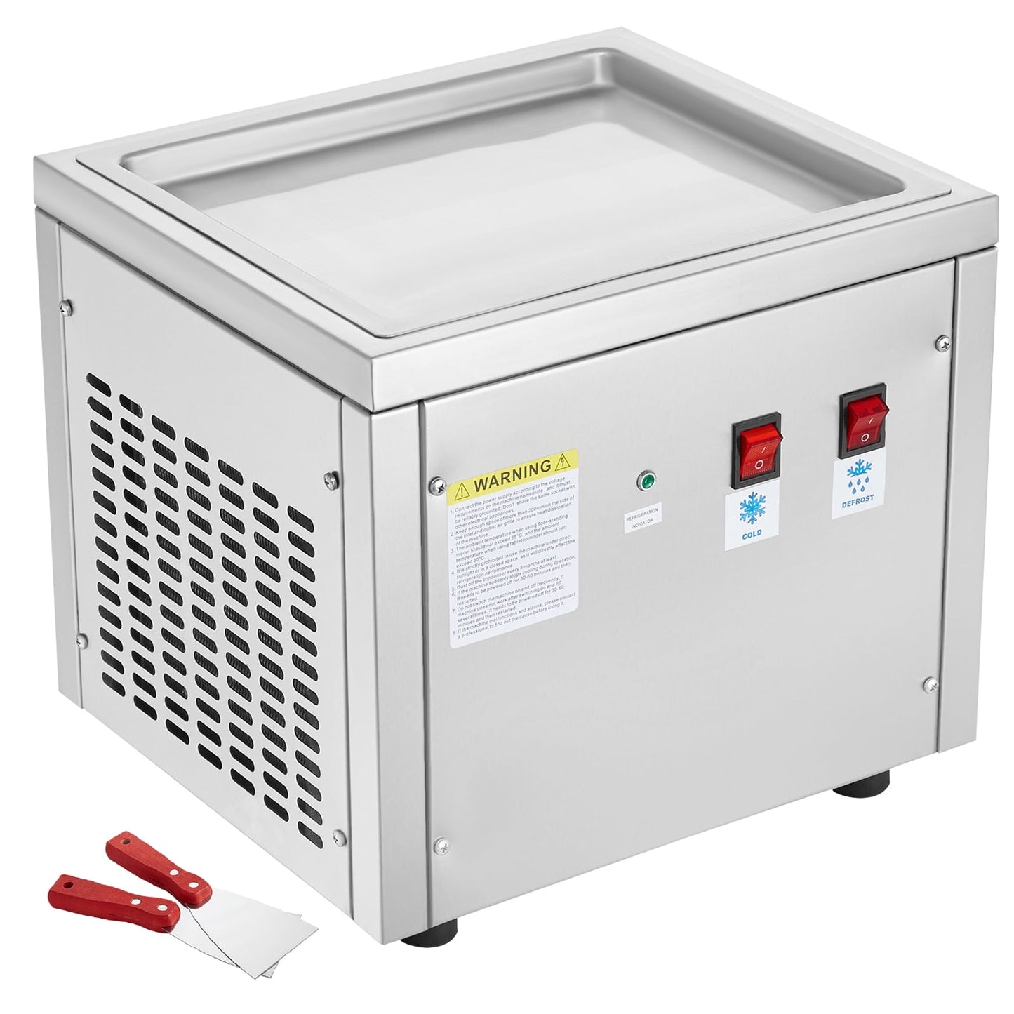 KFFKFF 11 x 9.5 Inch Pan Fried Ice Cream Roll Machine / Rolled Ice Cream Maker