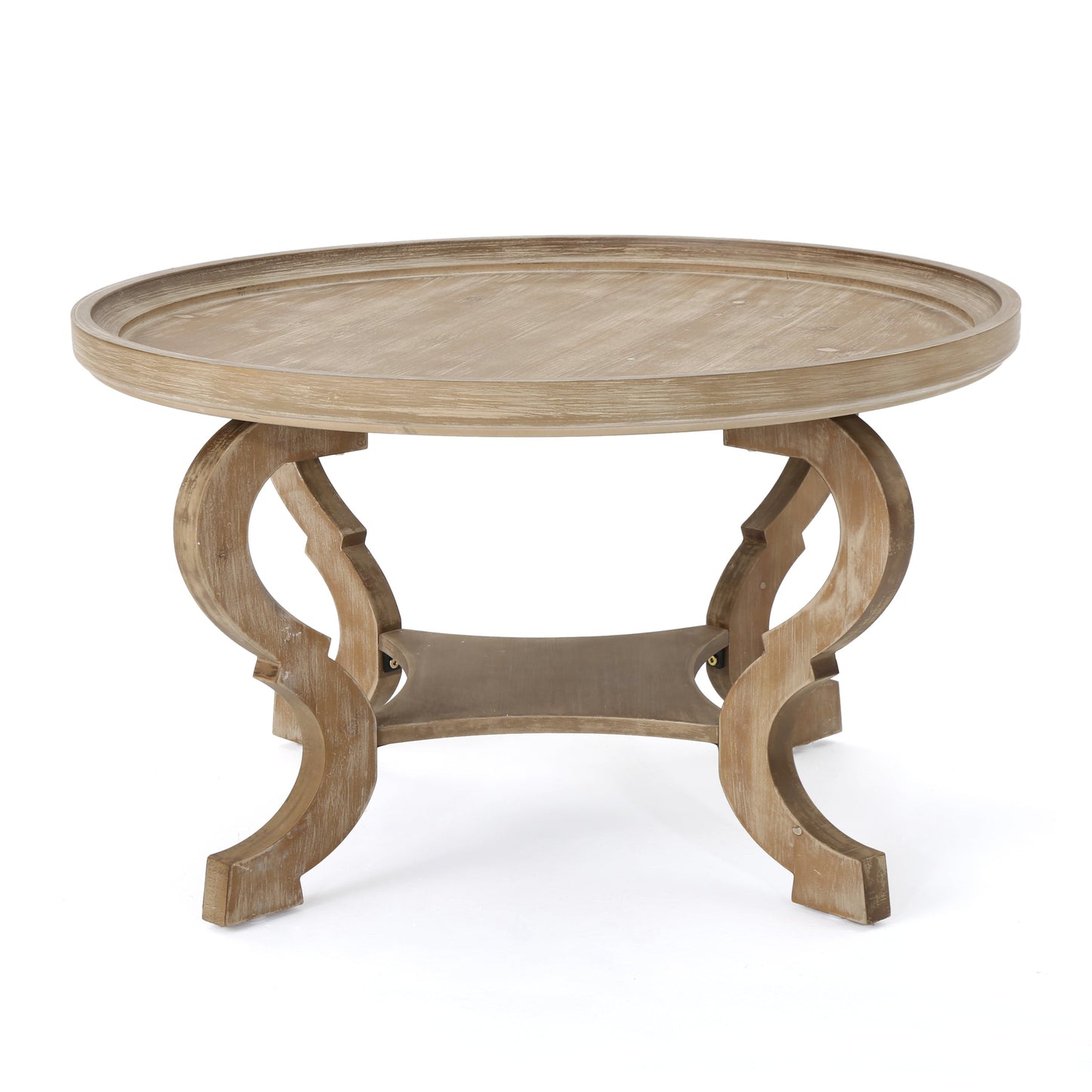 Noble House Shelton Faux Wood Circular Coffee Table, Nature
