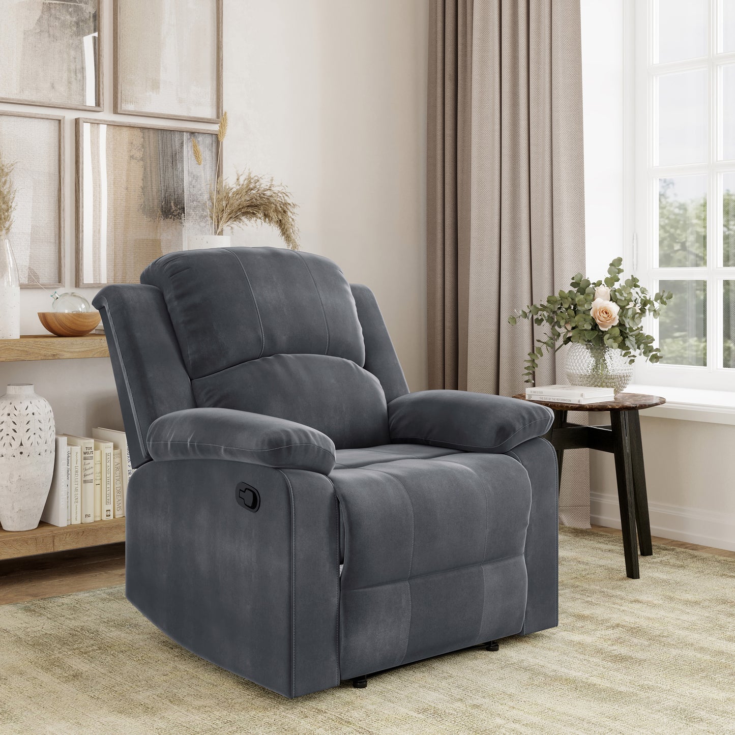 Relax-A-Lounger Reynolds Microfiber Manual Recliner, Slate Gray