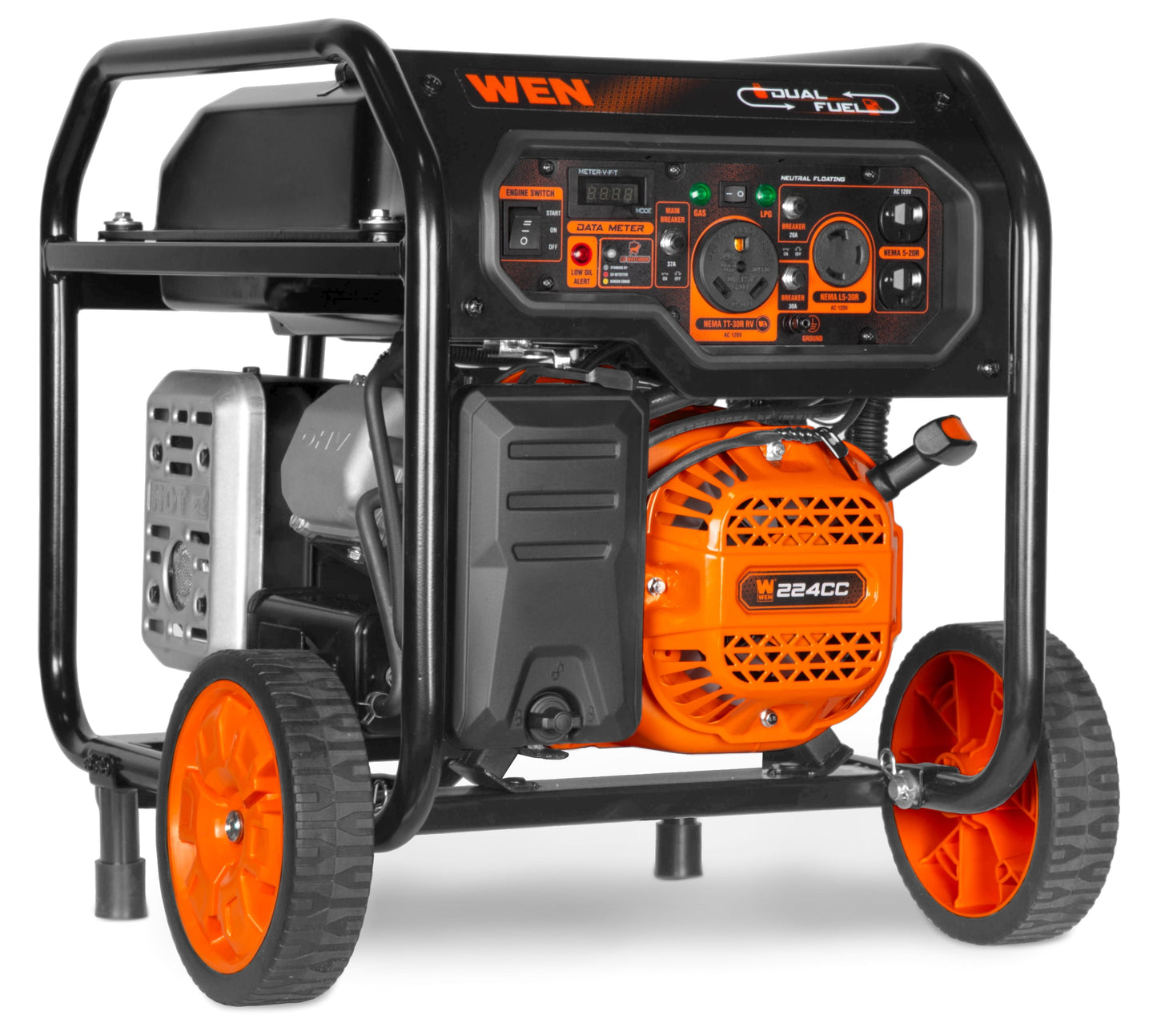 WEN 5,600-Watt Dual Fuel Portable Generator with Wheel Kit, Electric Start, and CO Watchdog (DF5600X)