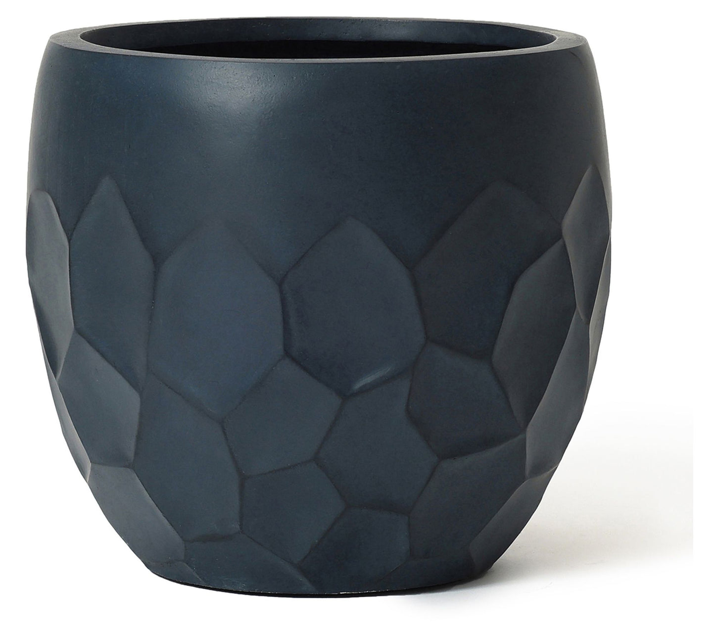 LuxenHome 14.6" Round Black Geometric MgO Planter