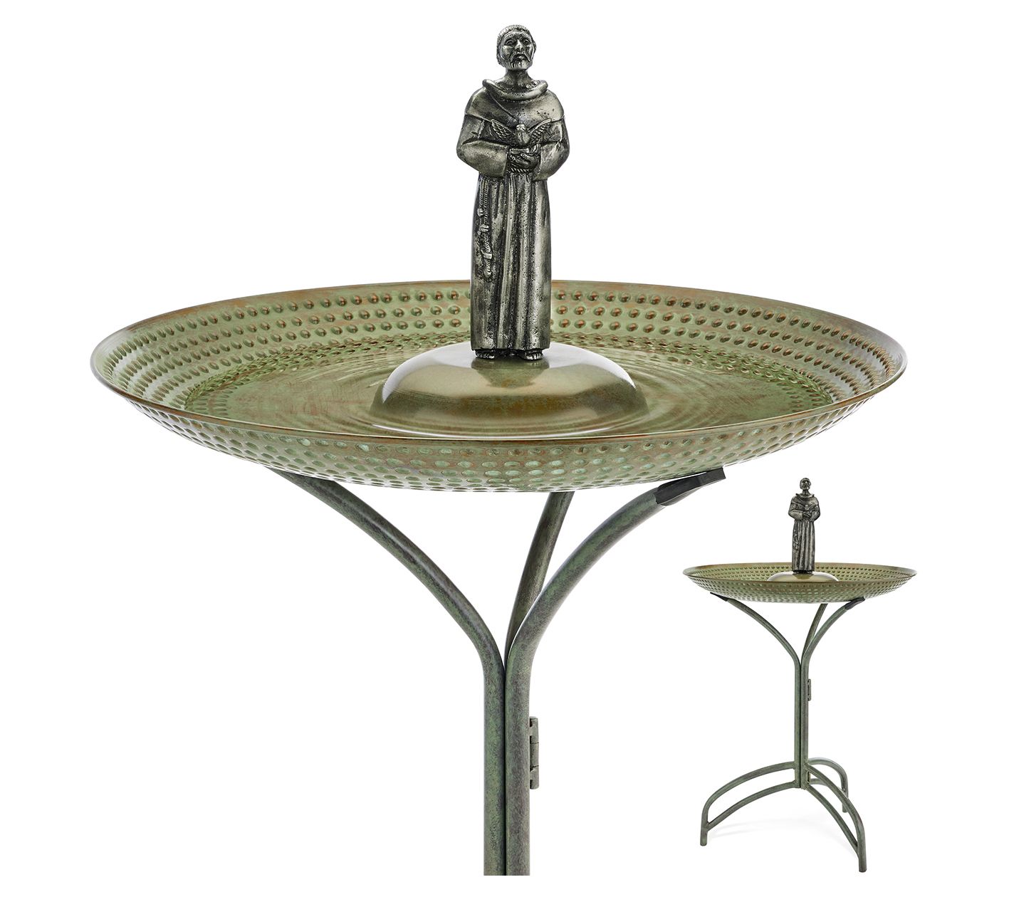 Good Directions 20" Blue Verde Copper Bird Bath w/ St Francis