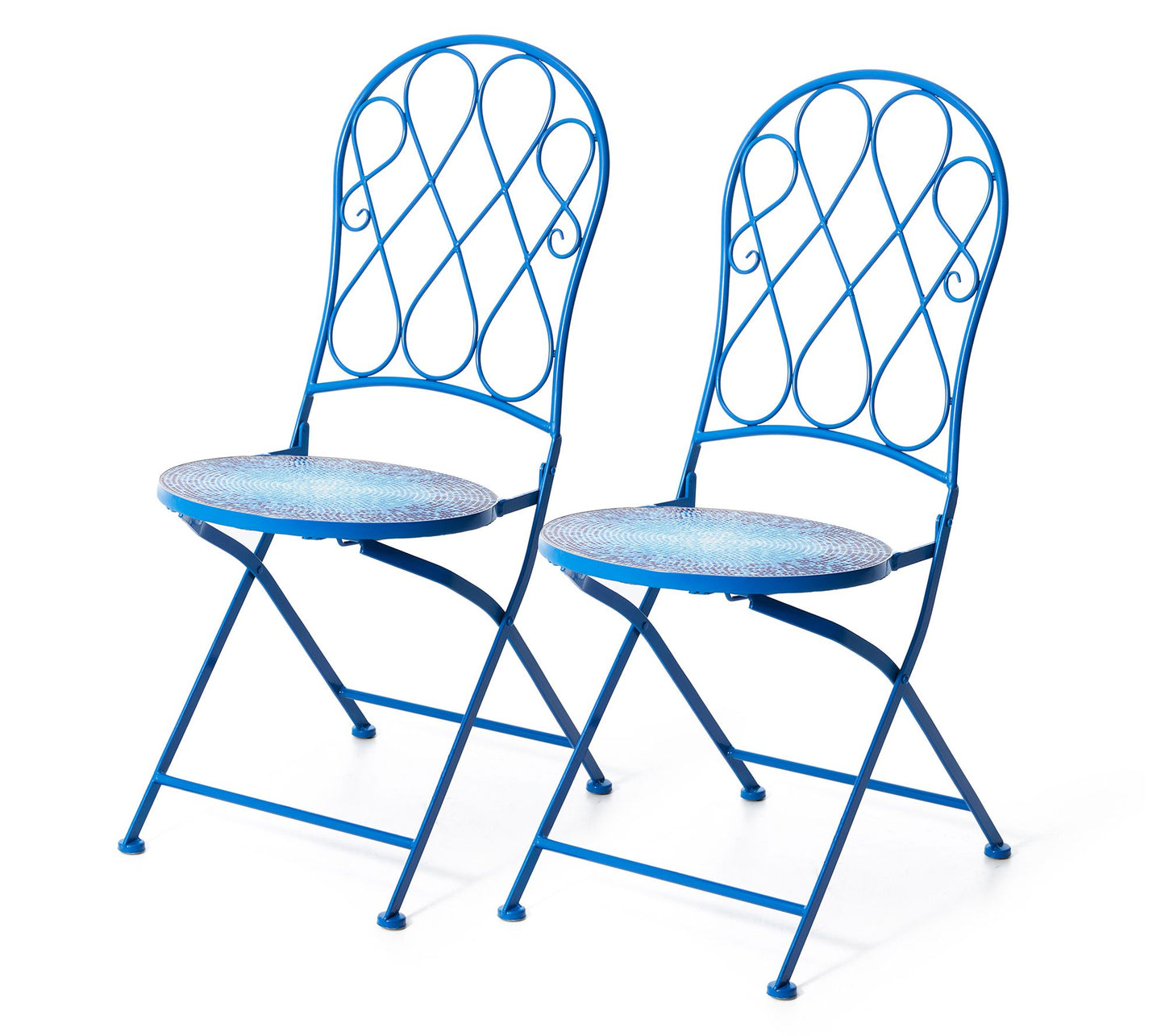 Glitzhome 37"H Indoor Outdoor Metal Folding Bistro Chairs S/2