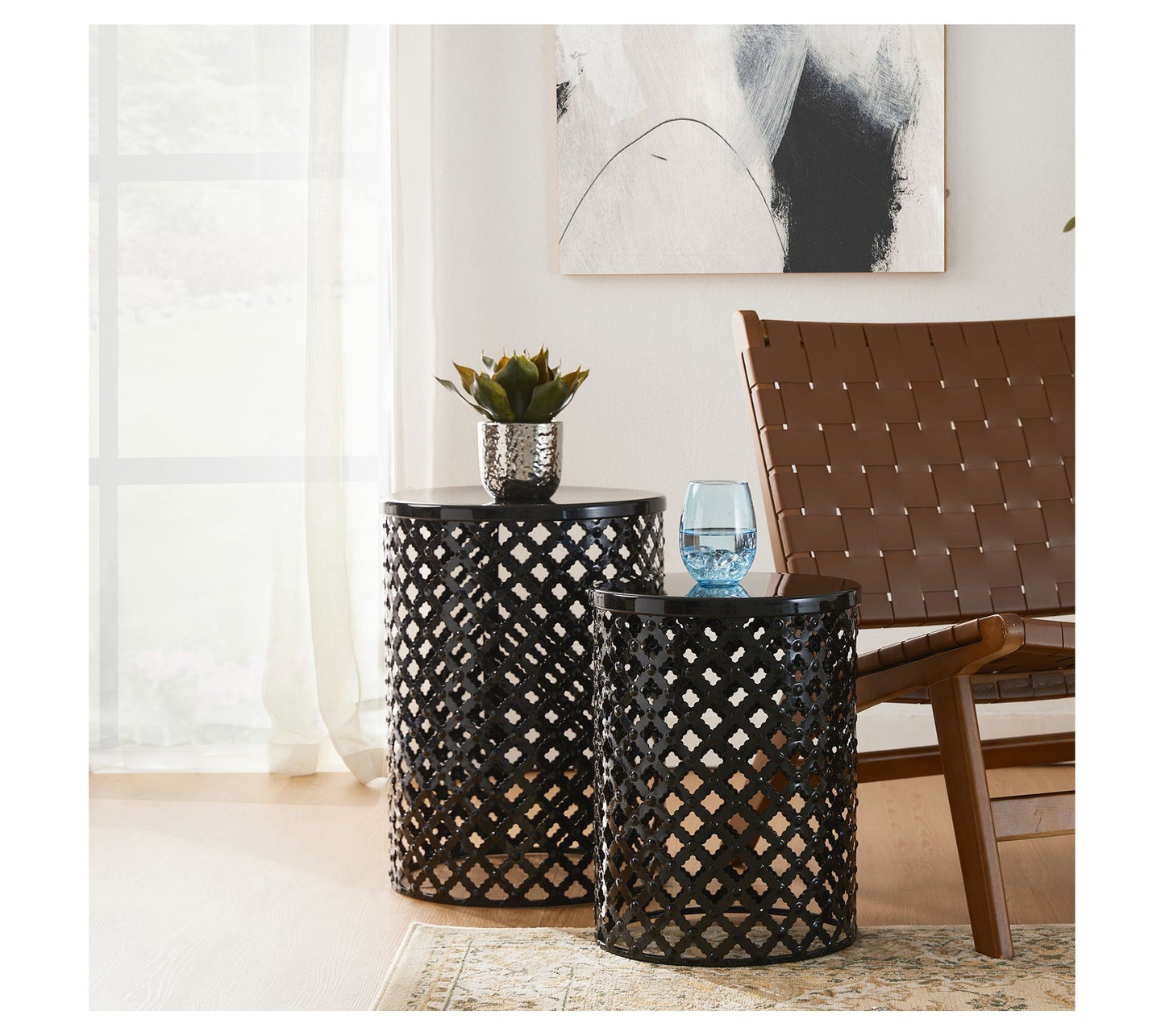 Glitzhome Multi-functional Metal Garden Stools/ Tables S/2