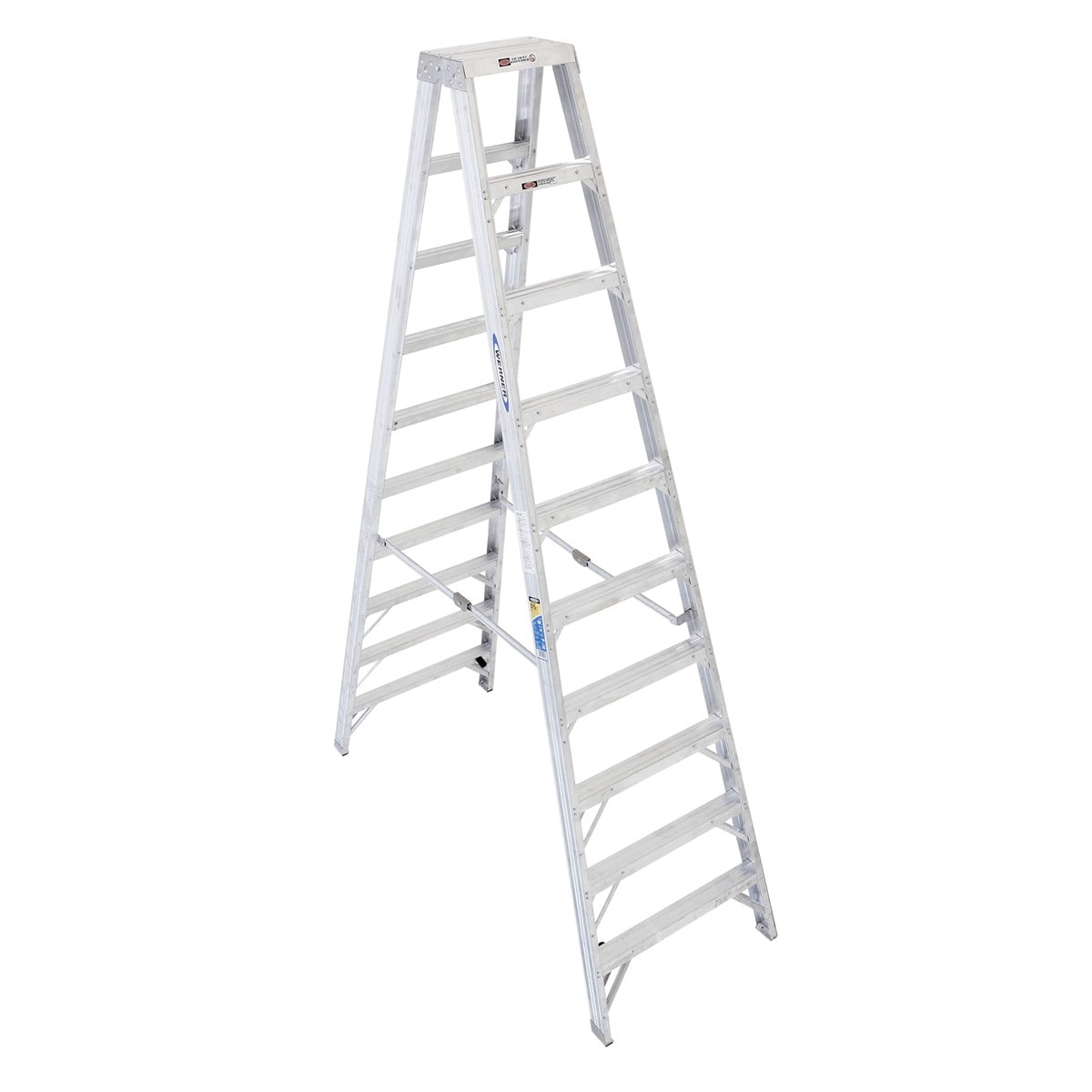 Werner T400 10-ft Aluminum Type 1aa- 375-lb Load Capacity Twin Step Ladder T410