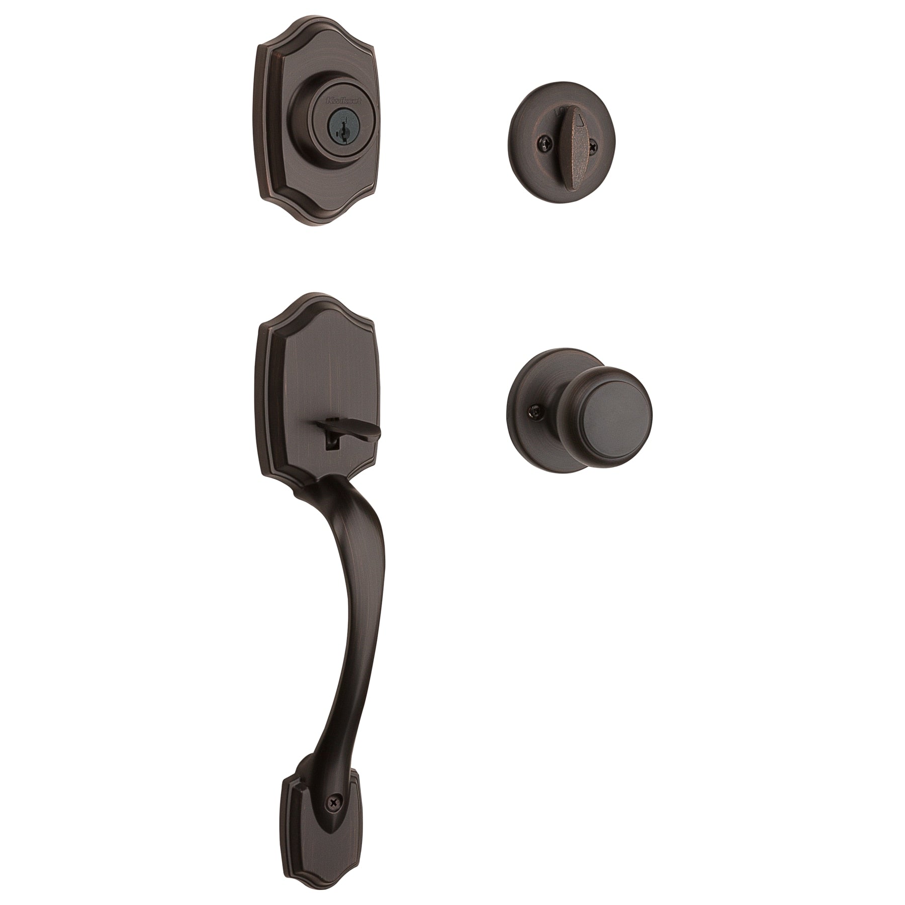 Kwikset Belleview Venetian Bronze Single-Cylinder Deadbolt Keyed Entry Door Handleset Knob Smartkey 687BWXCV 11P SMT CP