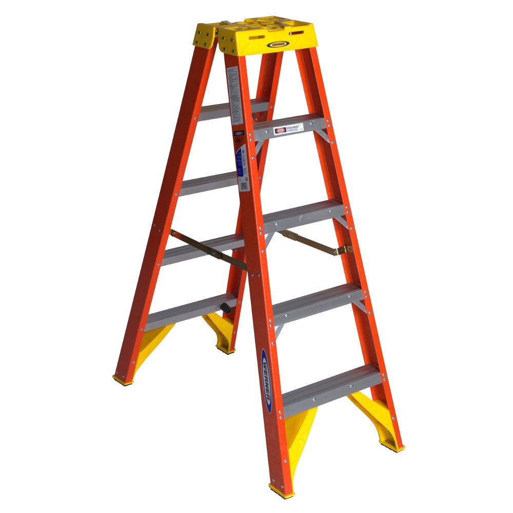 Werner T6200 5-ft Fiberglass Type 1a- 300-lb Load Capacity Twin Step Ladder T6205