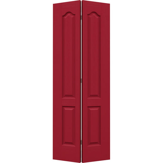 JELD-WEN Camden 36-in x 80-in Cranberry 2-panel arch top Textured Hollow core Prefinished Molded composite Closet Bifold Door ( Hardware Included )