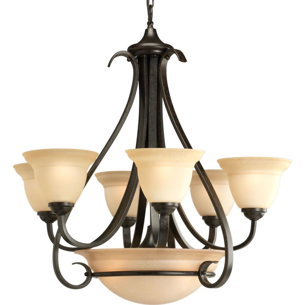 Progress Lighting Torino 6 -Light Bronze Transitional For Use in Bedrooms, Dining Rooms, Foyers, Kitchens, Living Rooms Chandelier 559578