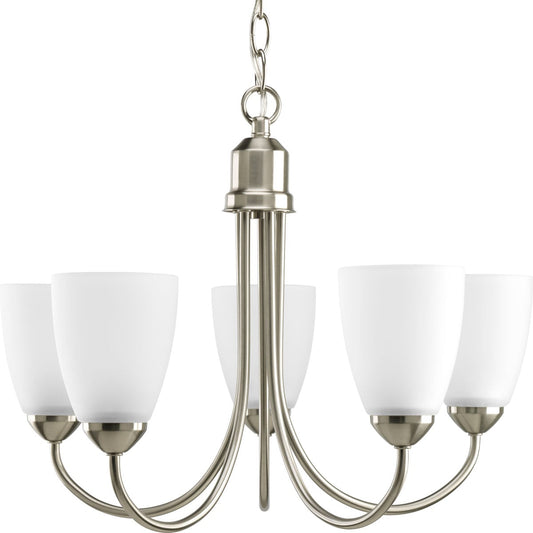 Progress Lighting Gather 5 -Light Brushed Nickel Traditional For Use in Bedrooms, Dining Rooms, Foyers, Kitchens, Living Rooms Chandelier 558752