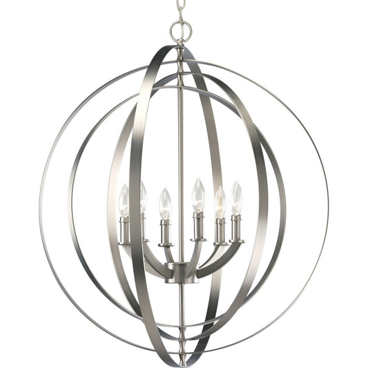 Progress Lighting Equinox 6 -Light Gray Transitional For Use in Bedrooms, Dining Rooms, Foyers, Kitchens, Living Rooms Chandelier 661290
