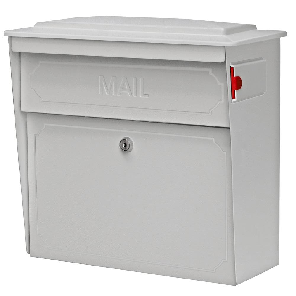 Mail Boss Wall Mount Off-white Metal Large Lockable Mailbox 7173
