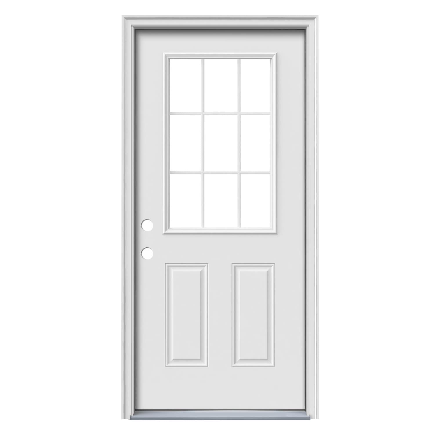 JELD-WEN 36-in x 80-in x Steel Half lite Right-hand inswing Primed Prehung Front Door Insulating core