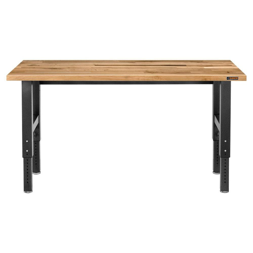 Gladiator Adjustable Height 74-in L x 41-in H Hammered Granite Wood Adjustable Height Work Bench GAWB06HWEG