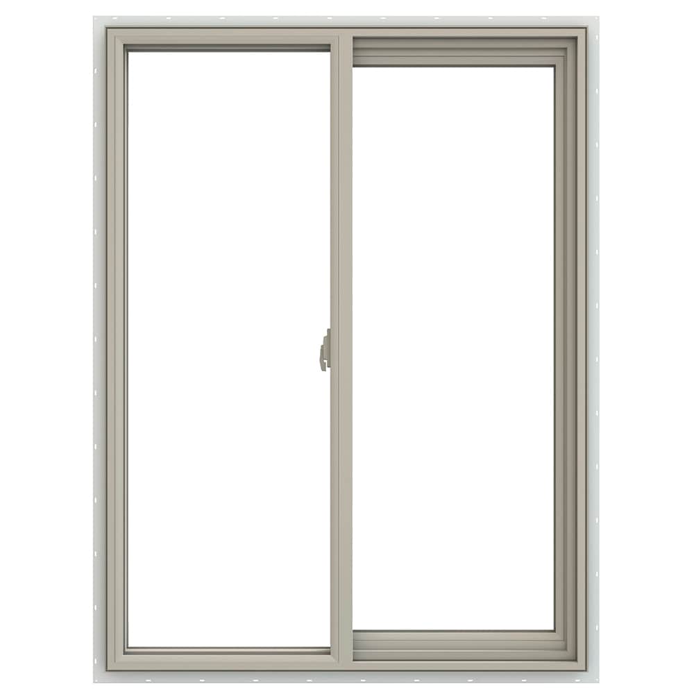 JELD-WEN V-2500 Desert Sand Exterior Desert Sand Interior Right-Handed Vinyl Sliding Window Annealed Glass (Full Screen Included)