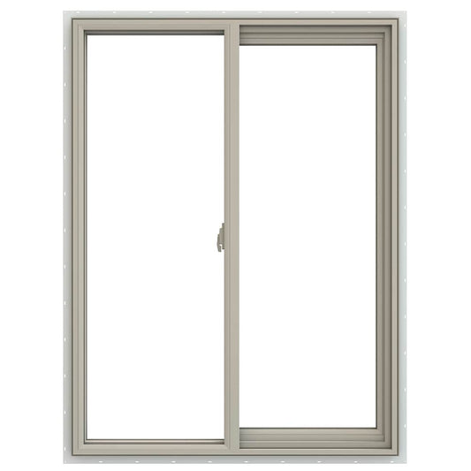 JELD-WEN V-2500 Desert Sand Exterior Desert Sand Interior Right-Handed Vinyl Sliding Window Annealed Glass (Full Screen Included)