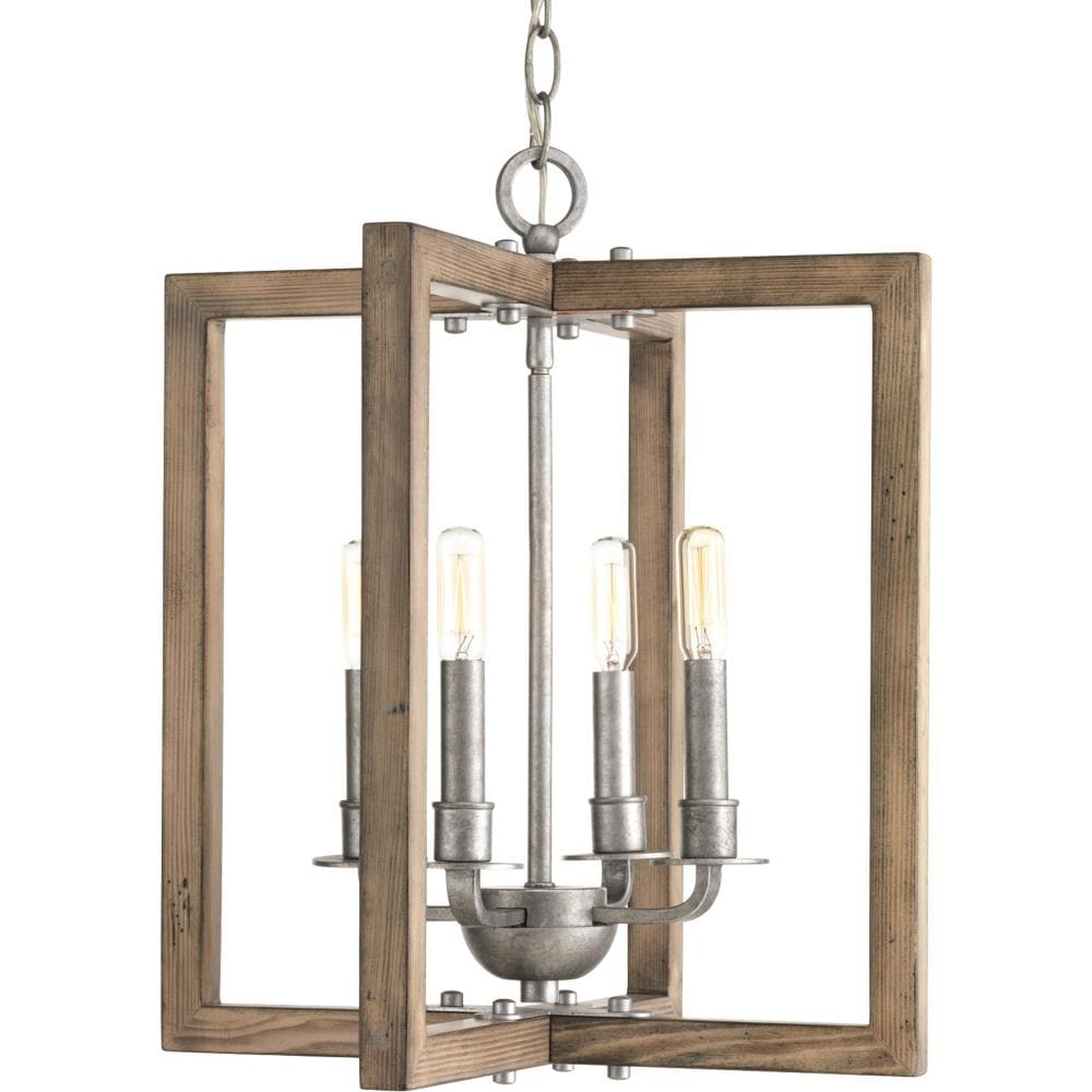Progress Lighting Turnbury 4 -Light Gray Coastal For Use in Bedrooms, Dining Rooms, Foyers, Kitchens, Living Rooms Chandelier 814085