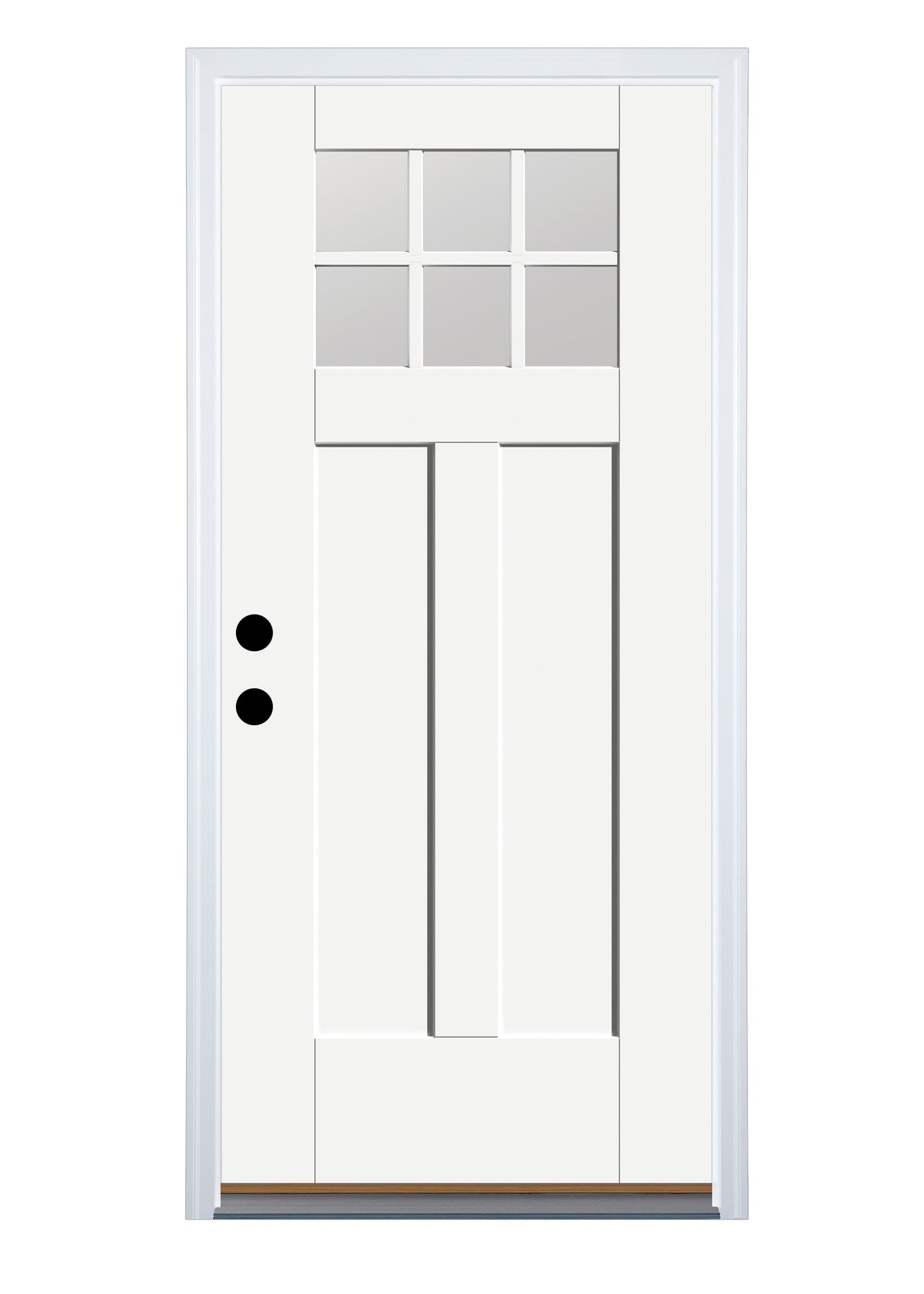 Therma-Tru Shaker Entry Door 36-in x 80-in x 4-9/16-in Fiberglass Craftsman Right-hand inswing Ready to paint Unfinished Prehung Front Door with Brickmould Insulating core