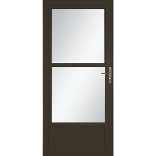 LARSON 80 Midview (Tradewinds) 32-in x 81-in Brown Aluminum Reversible Hinge Storm Door with Retractable Screen ( Antique brass Handle Included )