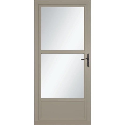LARSON 80 Midview (Tradewinds) 32-in x 81-in Sandstone Aluminum Reversible Hinge Storm Door with Retractable Screen ( Aged bronze Handle Included )