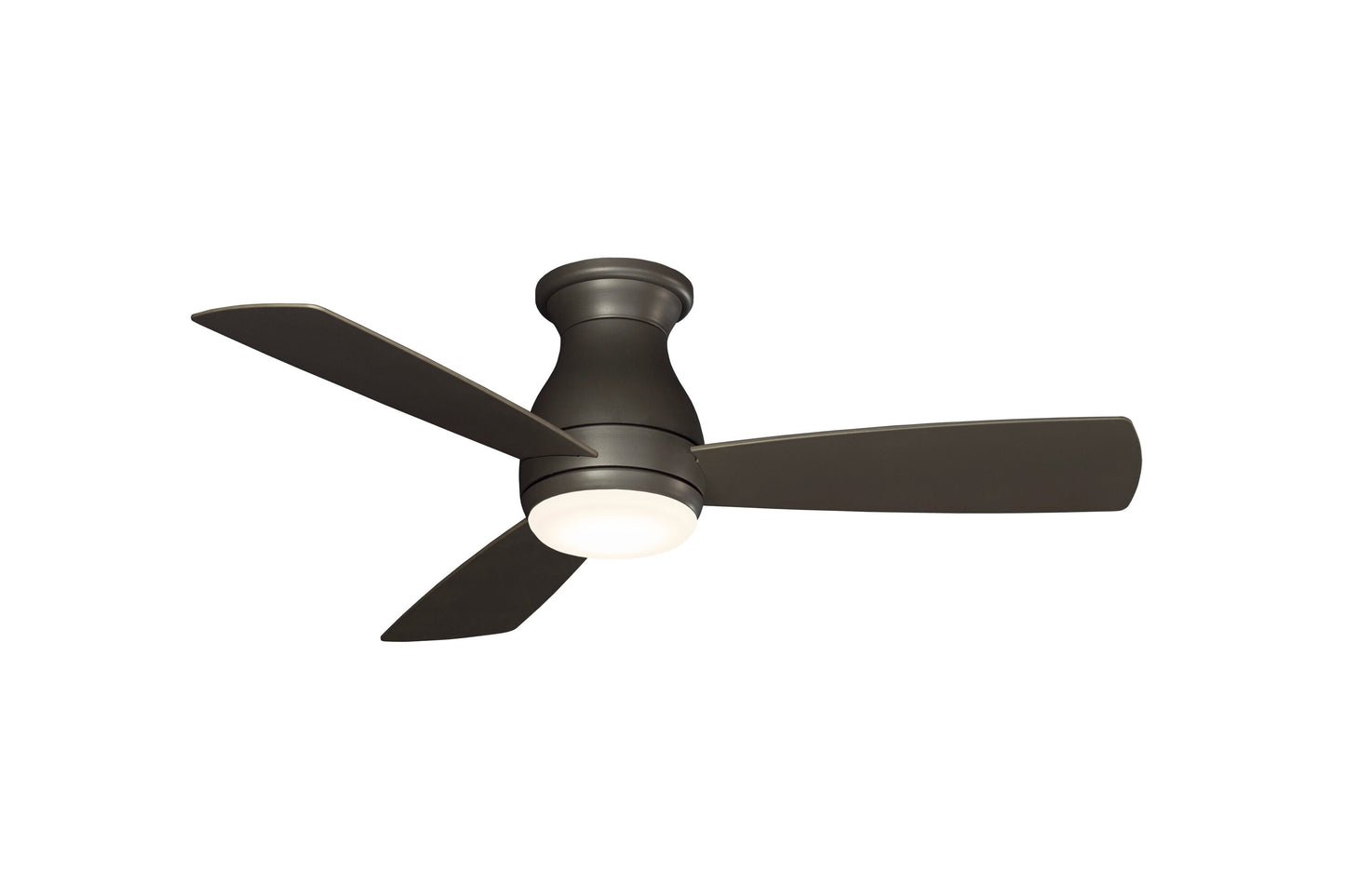 Fanimation Hugh 44-in Integrated LED Outdoor Flush Mount Matte Greige with Matte Greige Blades Ceiling Fan With Light - Remote Included ( 3 -Blade ) 1391645