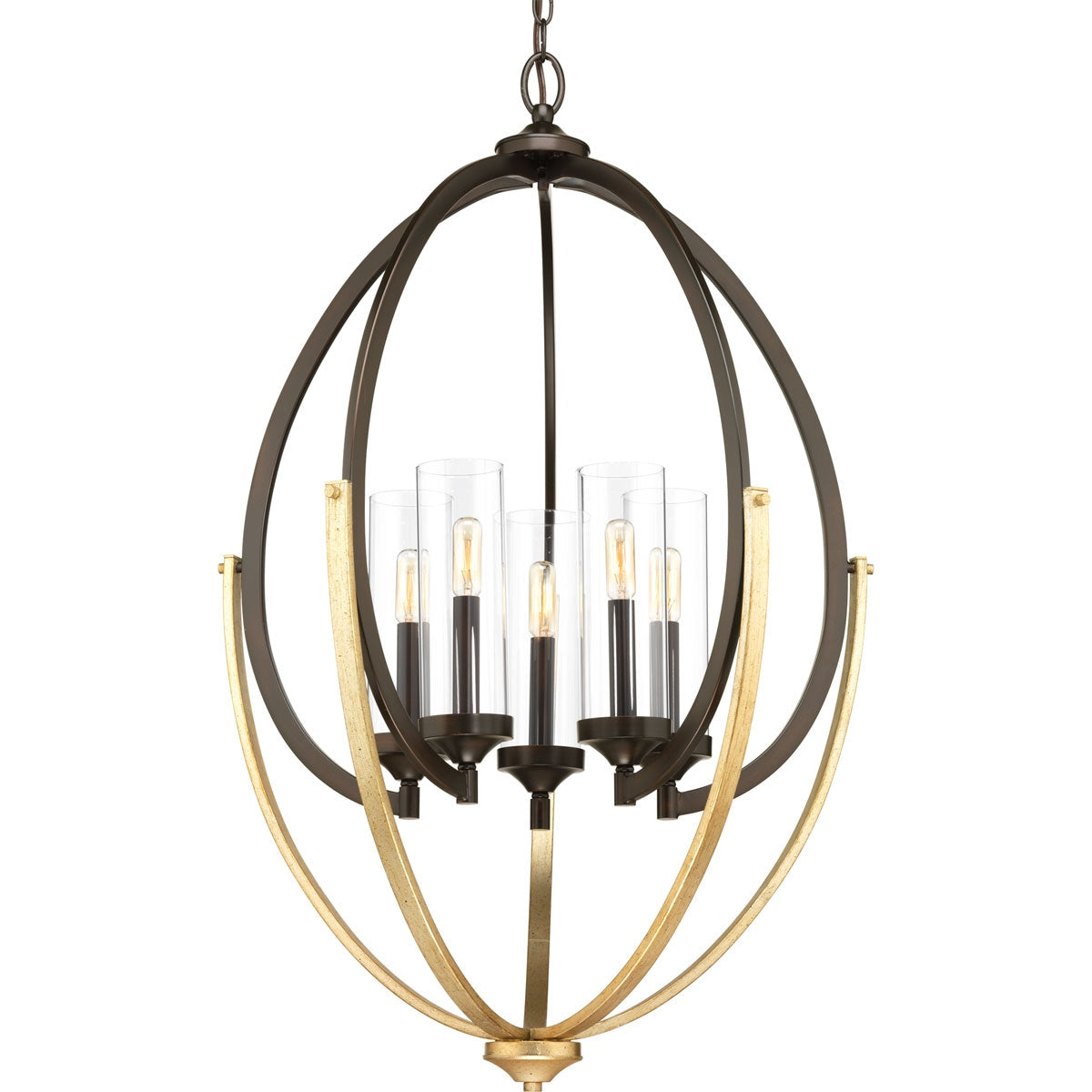 Progress Lighting Evoke 5 -Light Antique Bronze Industrial For Use in Bedrooms, Dining Rooms, Foyers, Kitchens, Living Rooms Chandelier 701441