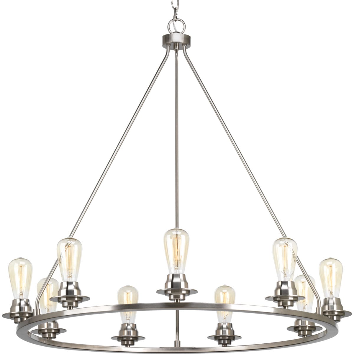 Progress Lighting Debut 9 -Light Brushed Nickel Farmhouse For Use in Bedrooms, Dining Rooms, Foyers, Kitchens, Living Rooms Chandelier 704532