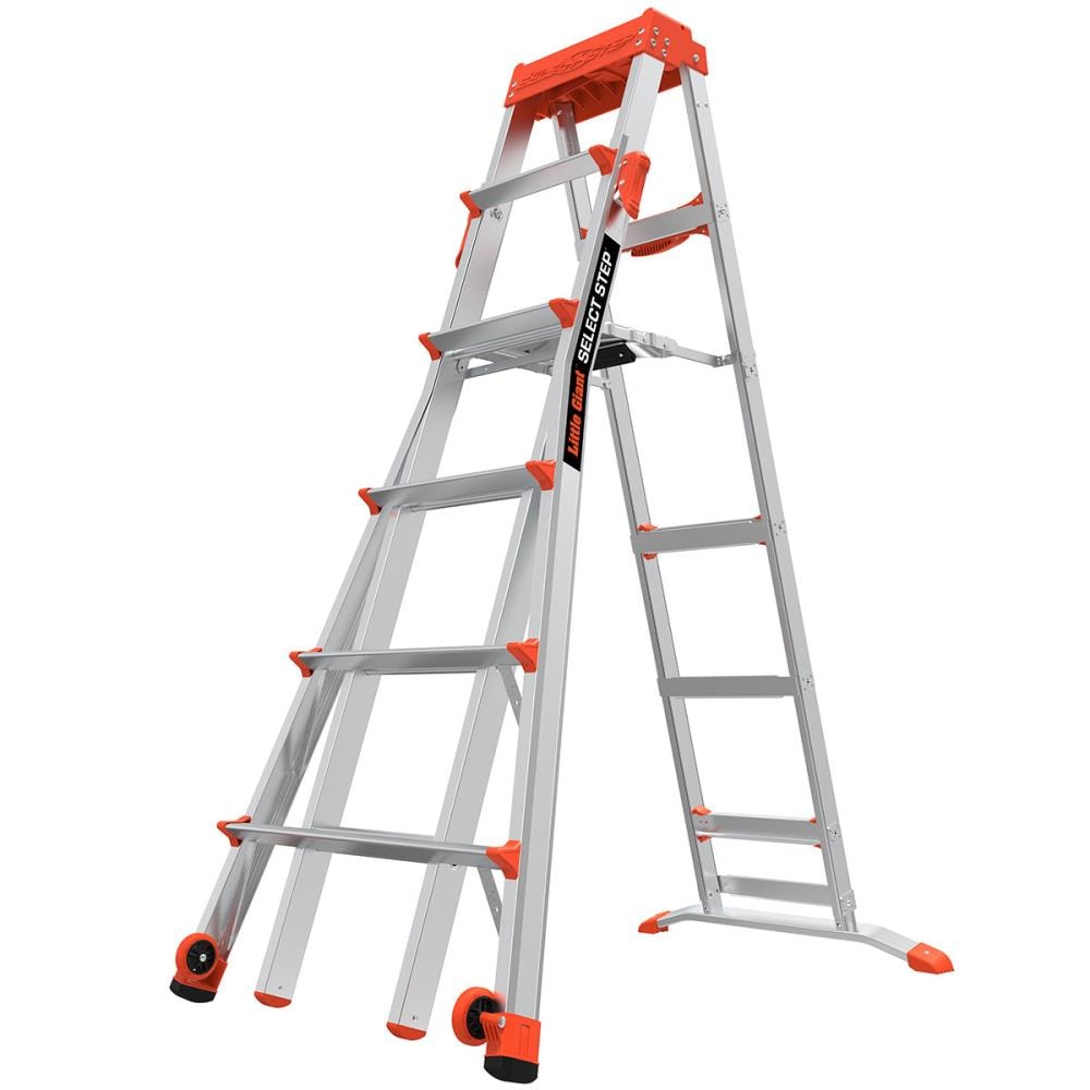 Little Giant Ladders Select Step M6 10-ft Aluminum Type 1a- 300-lb Load Capacity Telescoping Step Ladder 15109-001