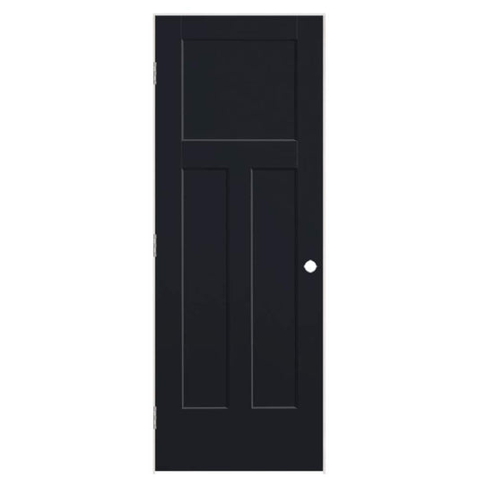 Masonite 32-in x 80-in Midnight Solid core 3-panel craftsman Right hand Smooth Prefinished Molded composite Flat Jamb Single Prehung Interior Door
