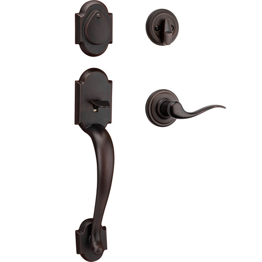 Kwikset Signature Series Austin Venetian Bronze Single-Cylinder Deadbolt Entry Door Handleset with Tustin Lever and Smartkey 800AUHXTNL 11P SMT