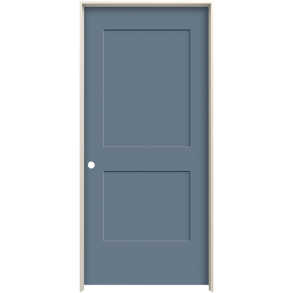 JELD-WEN 32-in x 80-in Colony Hollow core 2-panel square Right hand Smooth Prefinished Molded composite Flat Jamb Single Prehung Interior Door