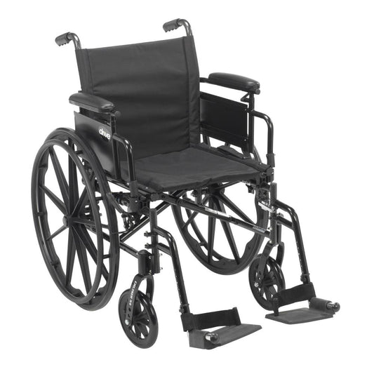 Drive Medical Cruiser X4 Lightweight Dual Axle Wheelchair with Adjustable Detachable Arms, Desk Arms, Swing Away Footrests, 20" Seat