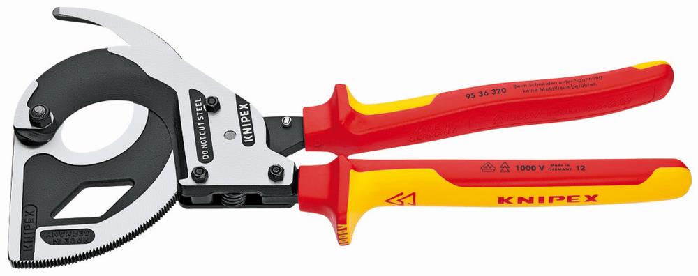 KNIPEX 12.5-Inch Red Steel Handle Cutting Pliers for Home Repair - Clean Cut, Pinch Guard, Chrome Vanadium Steel Blades 95 36 320