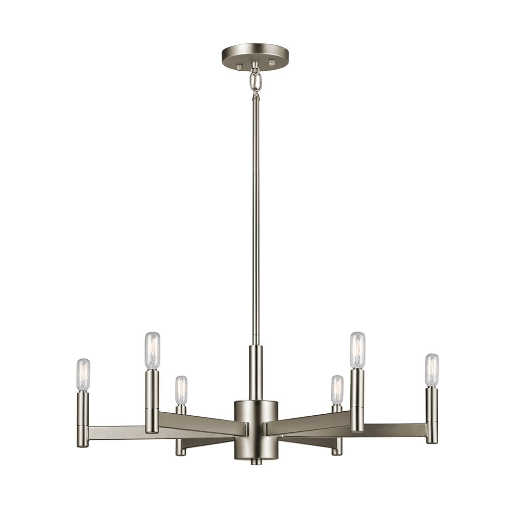 Kichler Erzo 6 -Light Satin Nickel Modern/contemporary For Use in Bedrooms, Dining Rooms, Foyers, Kitchens, Living Rooms Chandelier 1252743