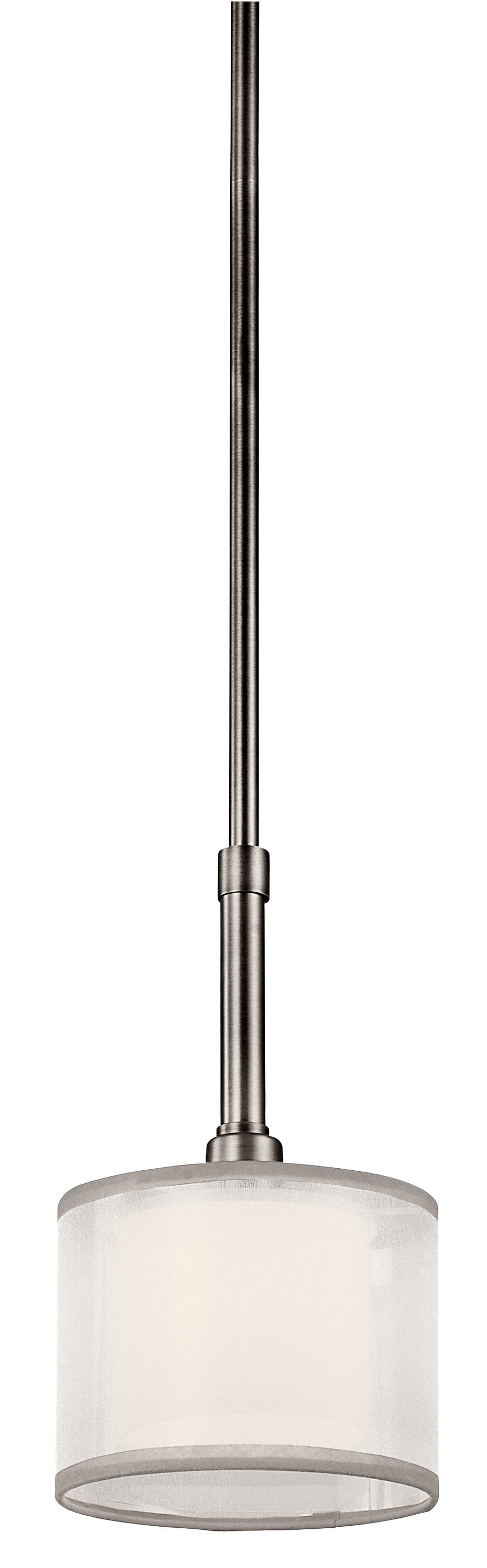 Kichler Lacey 1 -Light Antique Pewter Transitional Etched glass Drum Mini Hanging Pendant light 1253153