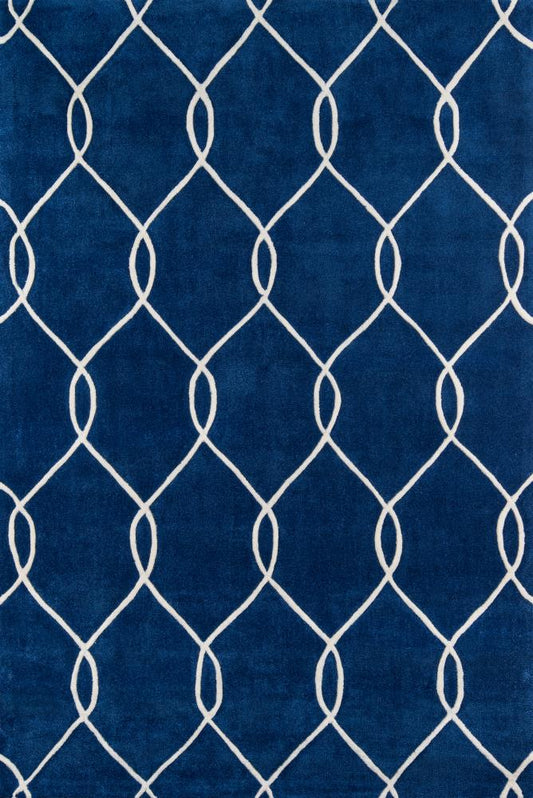 Momeni Bliss 8 x 10 (ft) Tufted Polyester Navy Rectangular Indoor Trellis Professionally Clean Only Area rug